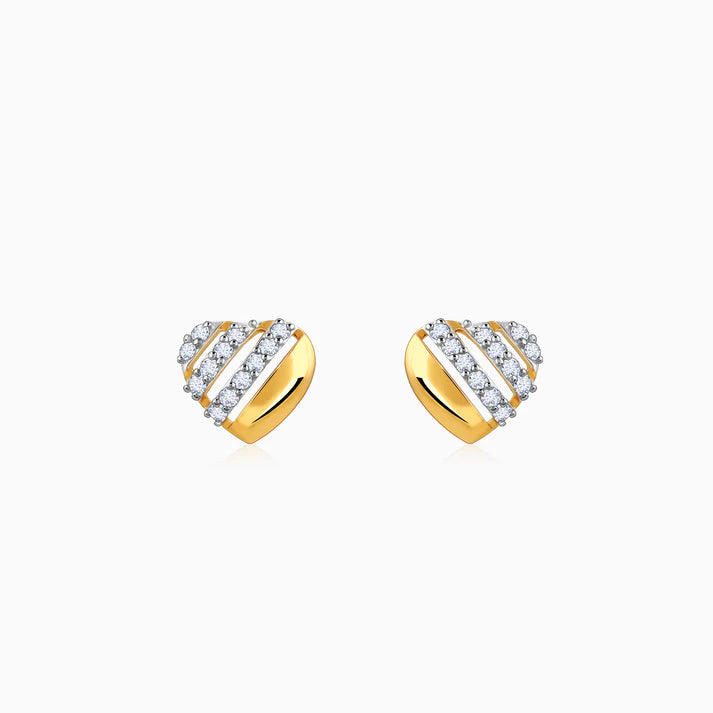 gold fusion heart diamond earrings