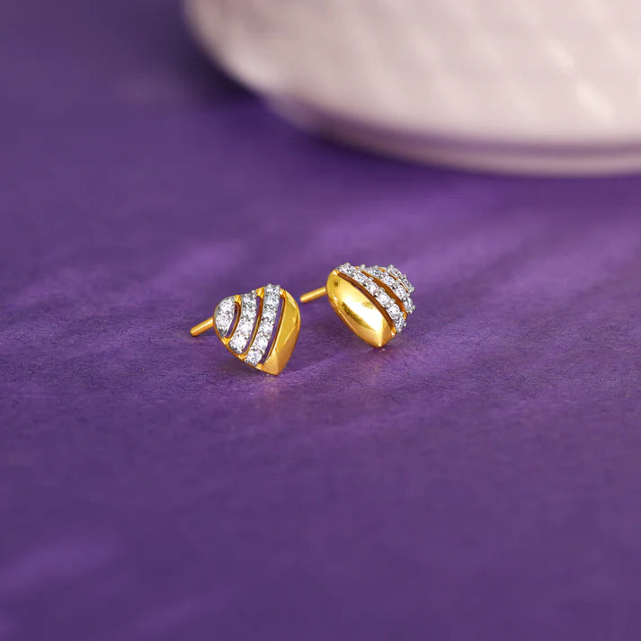 gold fusion heart diamond earrings