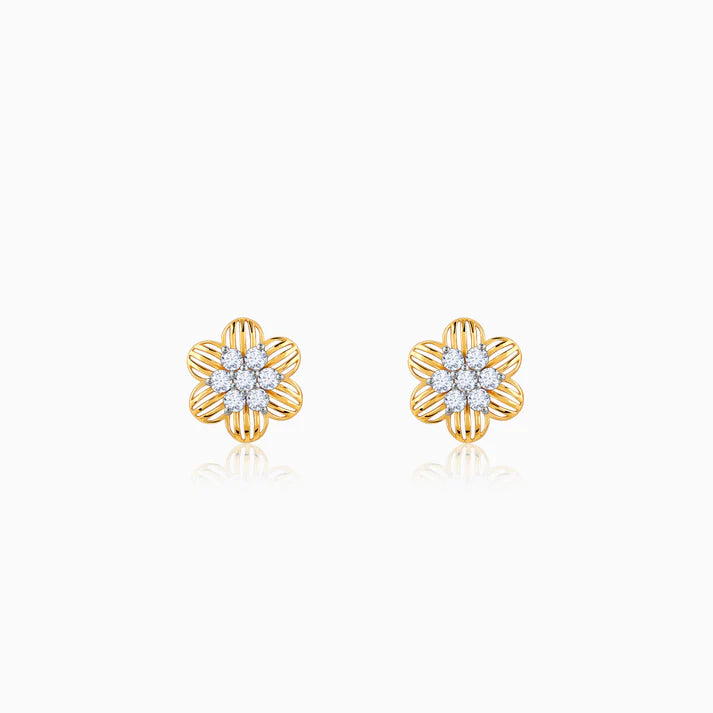 Gold Pretty Floral Diamond Earrings