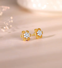 Gold Pretty Floral Diamond Earrings