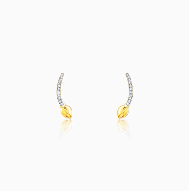 Gold Floral Shimmer Diamond Earrings