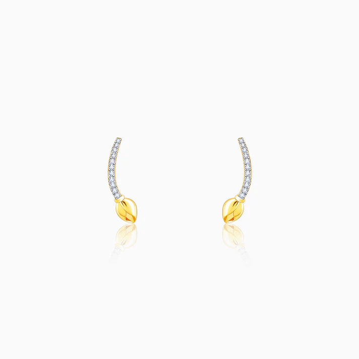 gold floral shimmer diamond earrings