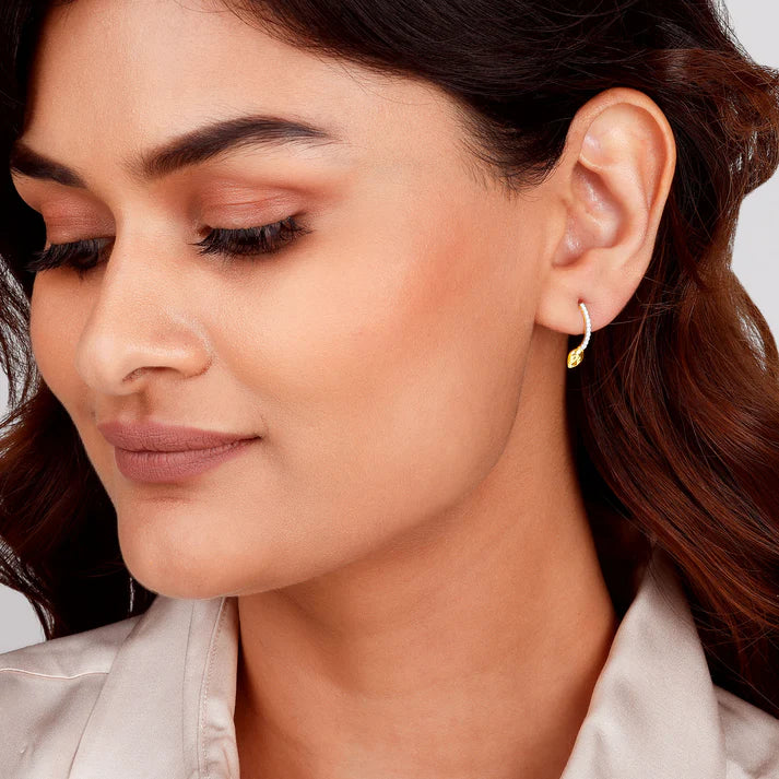 gold floral shimmer diamond earrings