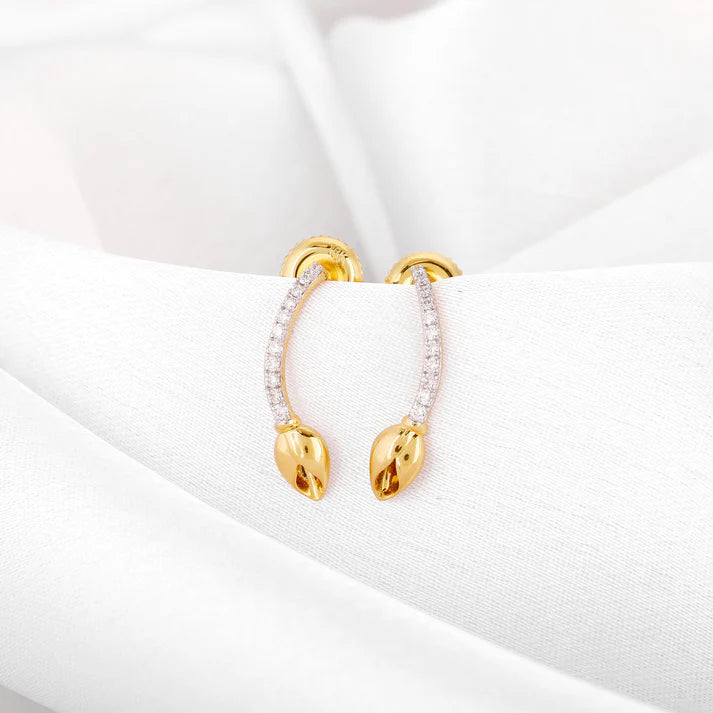 gold floral shimmer diamond earrings