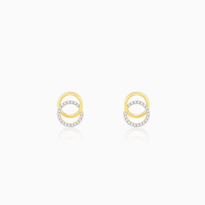 gold radiant orbit diamond earrings