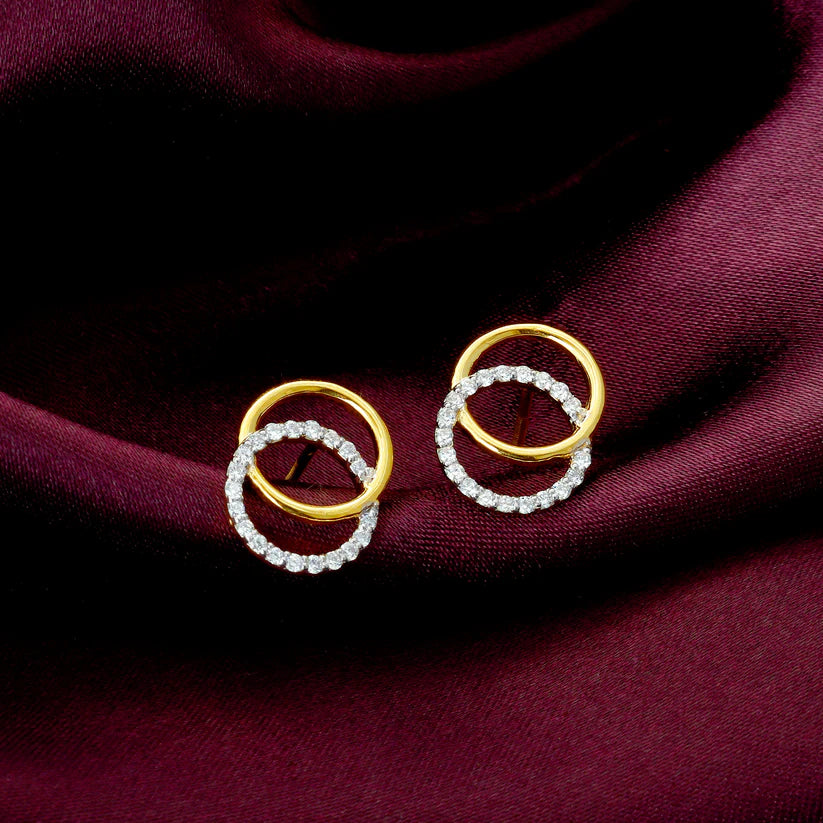 gold radiant orbit diamond earrings