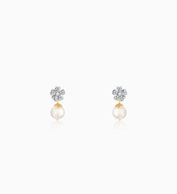 Gold Floral Pearl Diamond Earrings