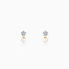 Gold Floral Pearl Diamond Earrings