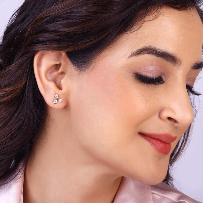 gold dignified aura diamond earrings
