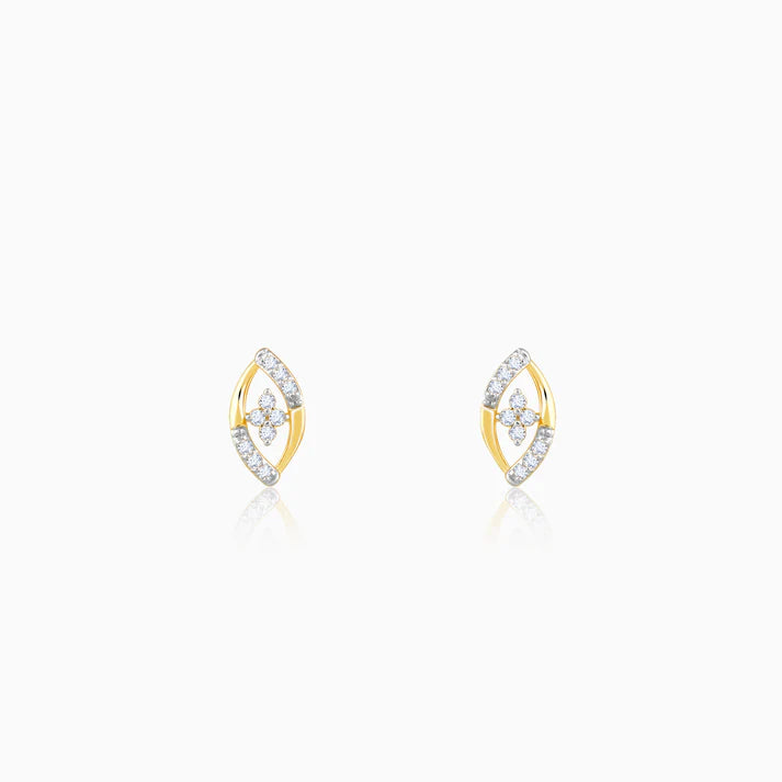 gold pear elegance diamond earrings