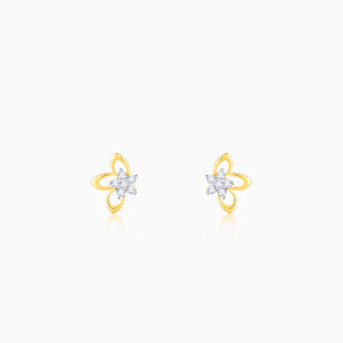 Gold Floral Impressions Diamond Earrings