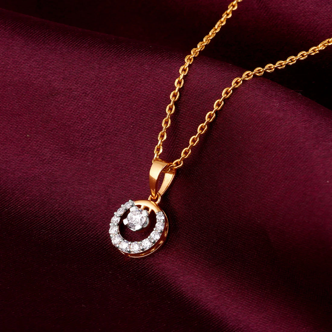 gold enchanted touch diamond pendant