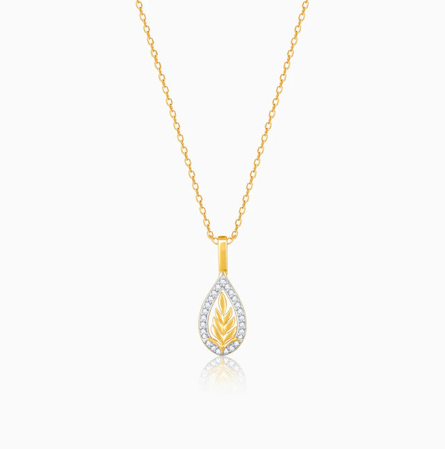 Gold Leafy Glamour Diamond Pendant