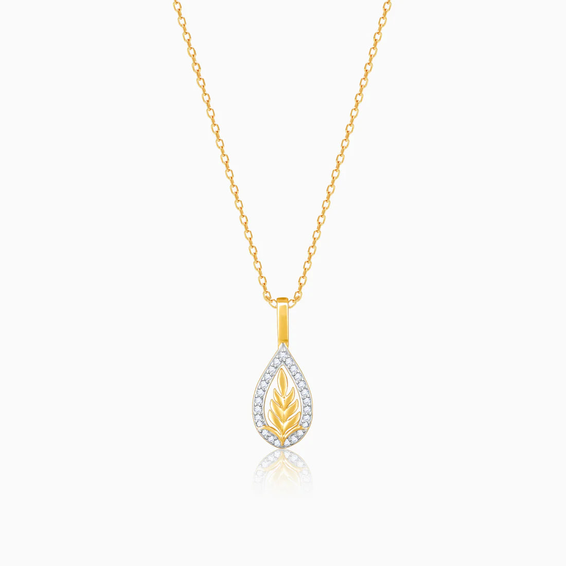 gold leafy glamour diamond pendant
