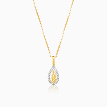 Gold Leafy Glamour Diamond Pendant
