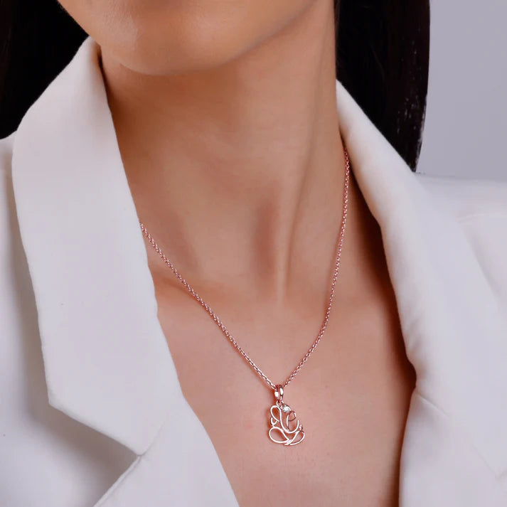 rose gold ganesha diamond pendant