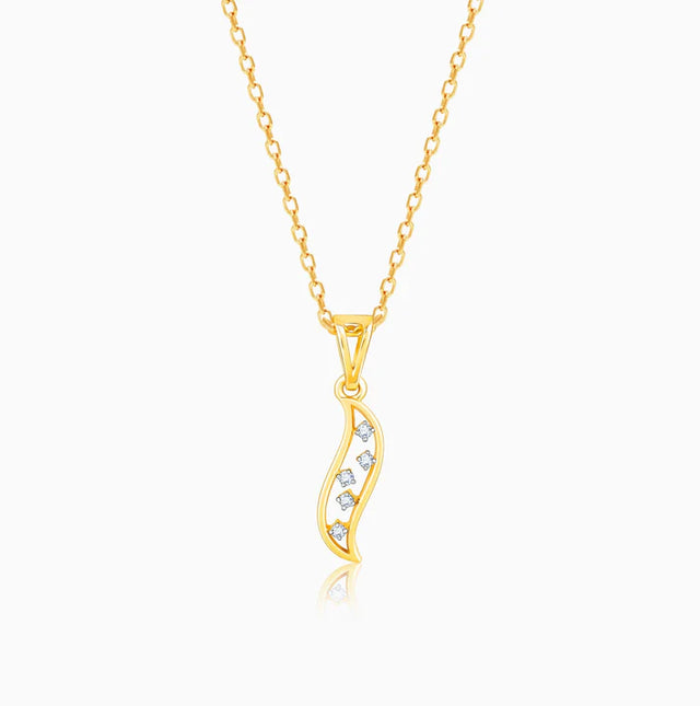 Gold Bright Flame Diamond Pendant