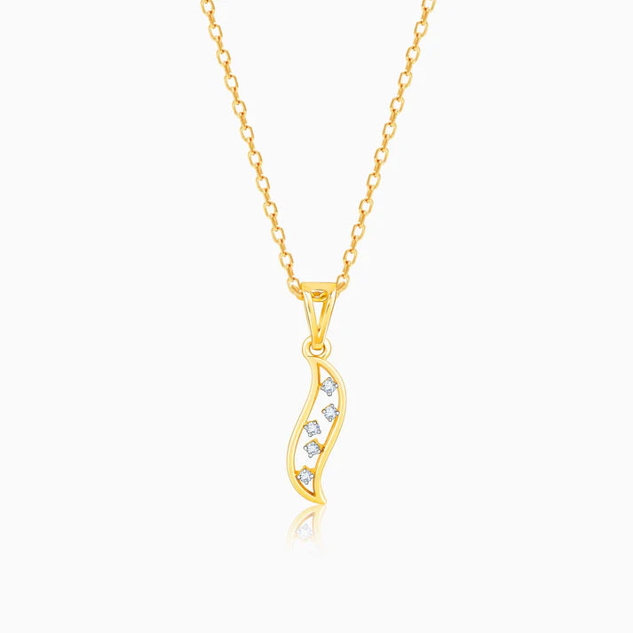 Gold Bright Flame Diamond Pendant