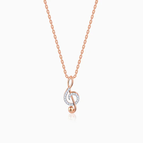 rose gold musical note diamond pendant