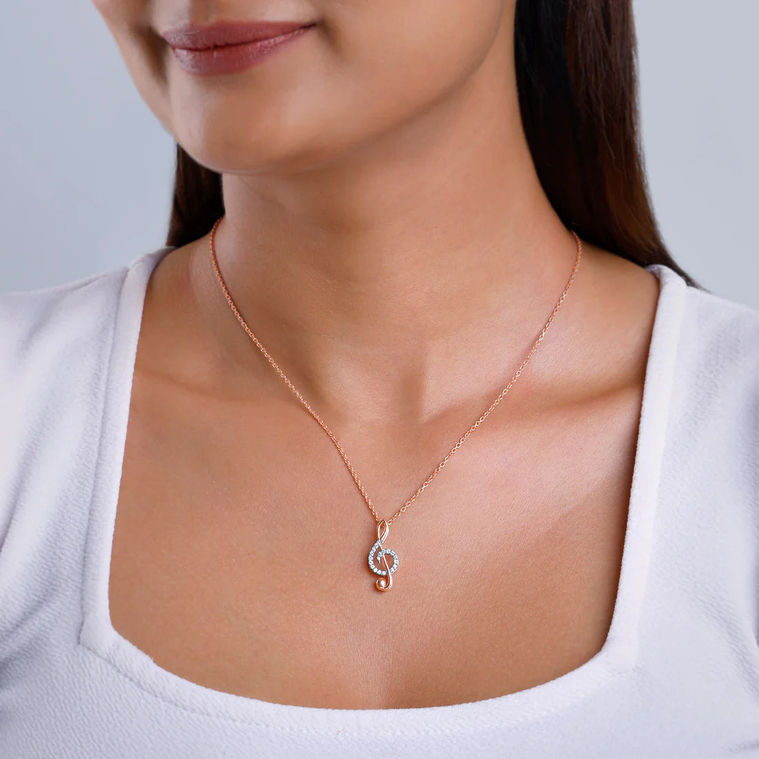 rose gold musical note diamond pendant