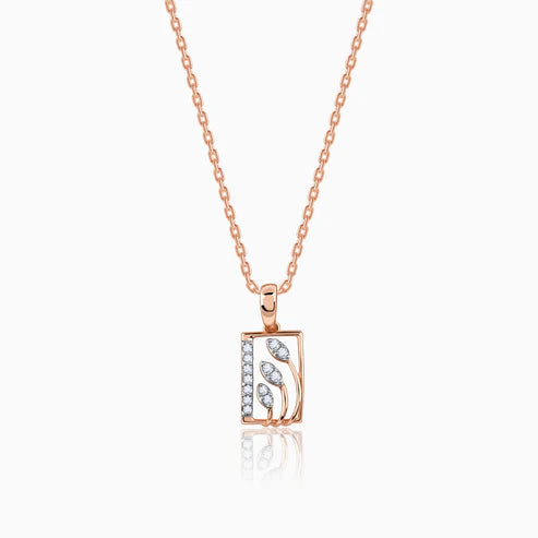 rose gold tetragon diamond pendant