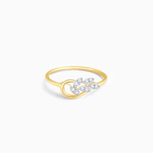 Gold Lush Leaves Diamond Ring