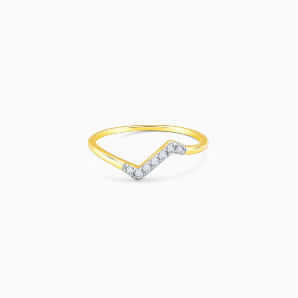 Gold Angled Waves Diamond Ring