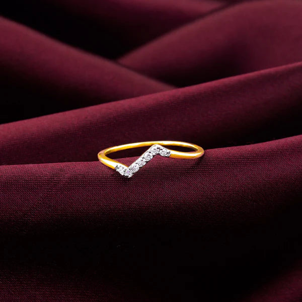 gold angled waves diamond ring