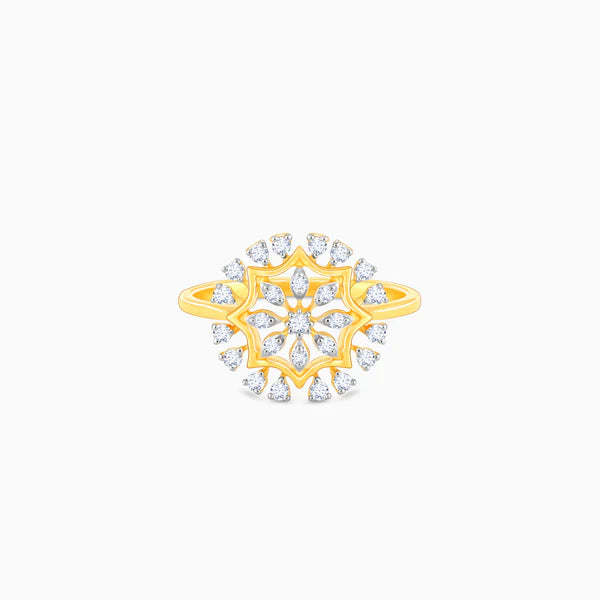 Gold Glamorous Floral Diamond Ring