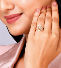 Gold Glamorous Floral Diamond Ring