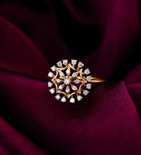 Gold Glamorous Floral Diamond Ring