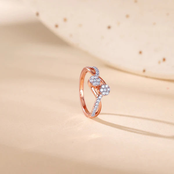 Rose Gold Dual Wavy Diamond Ring