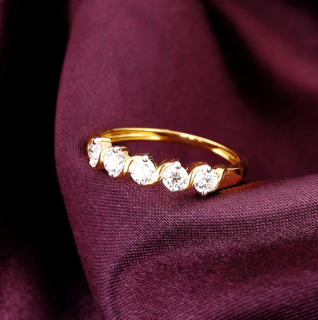 Gold Geometric Circlets Diamond Ring