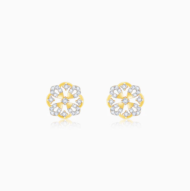 Gold Mesmerising Flower Diamond Earrings