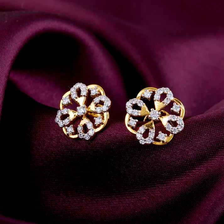 gold mesmerising flower diamond earrings