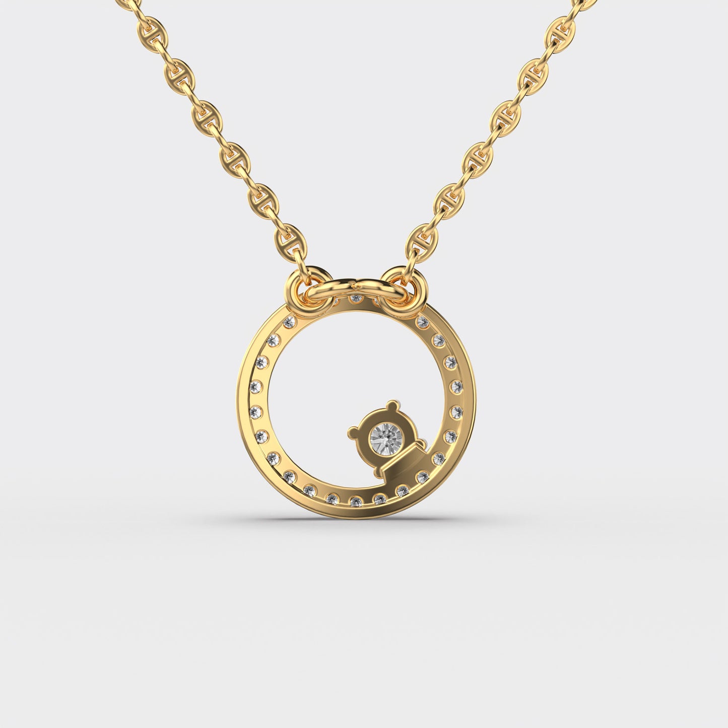 gold circle diamond pendant (with chain)
