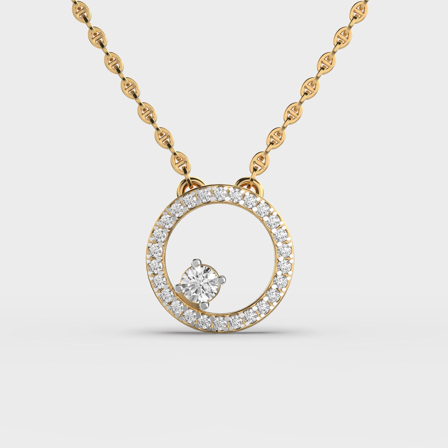 gold circle diamond pendant (with chain)