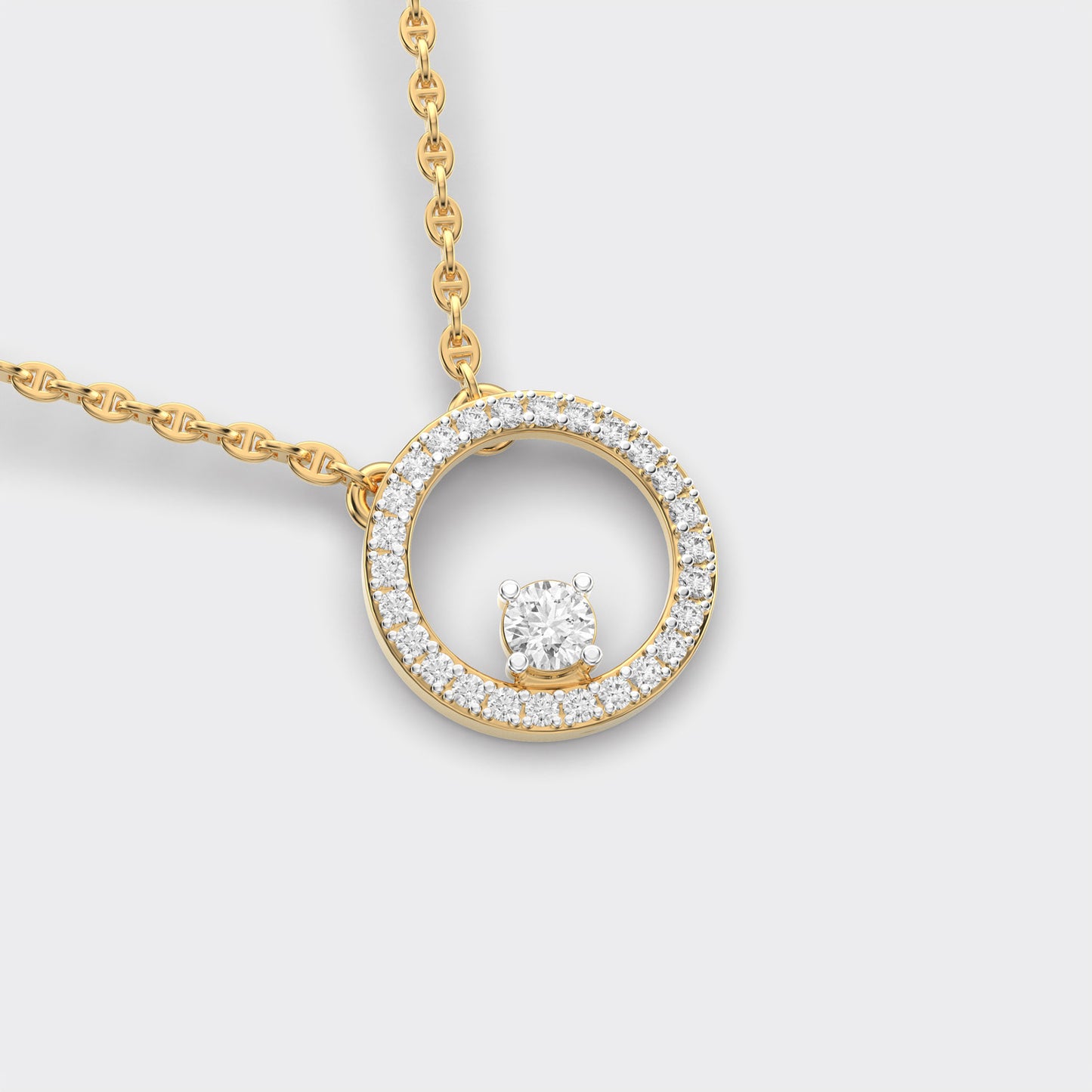 gold circle diamond pendant (with chain)