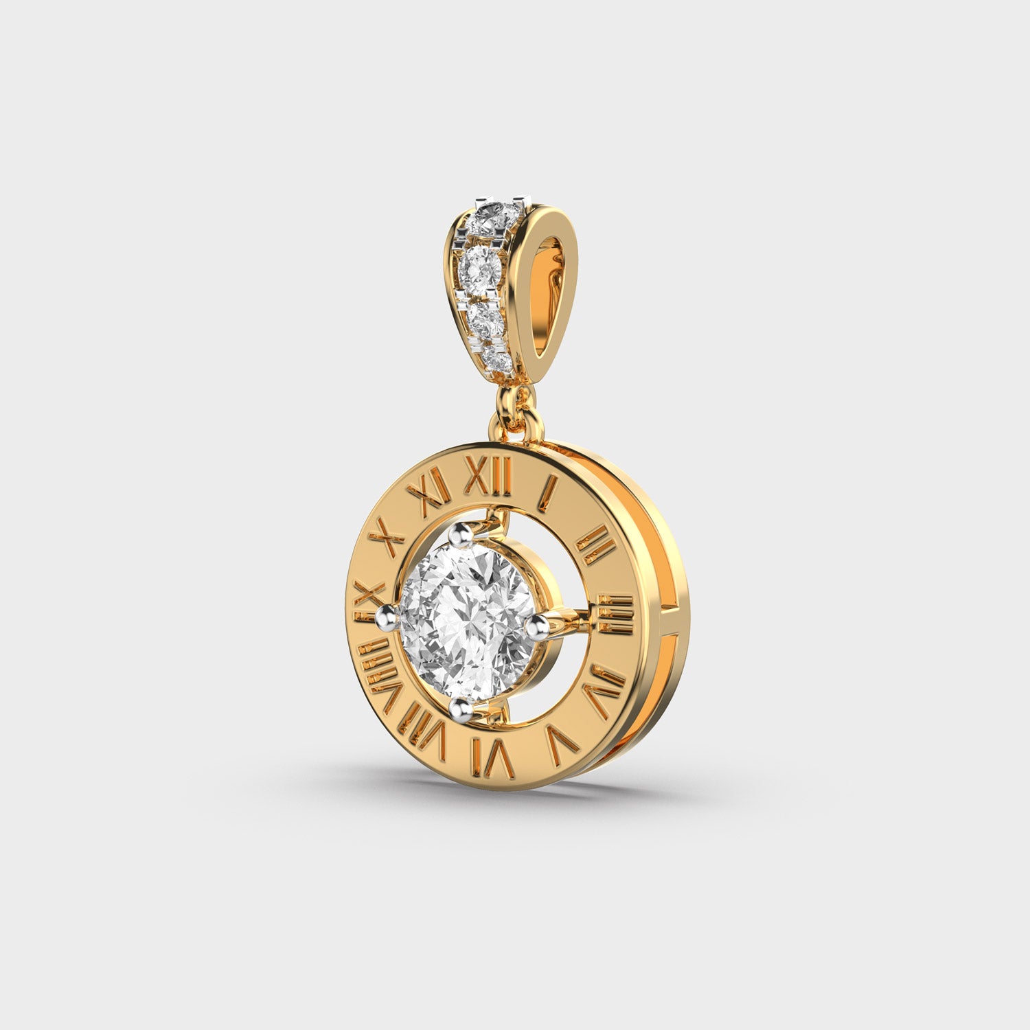 Roman Numeral Solitaire Pendant (Without Chain)