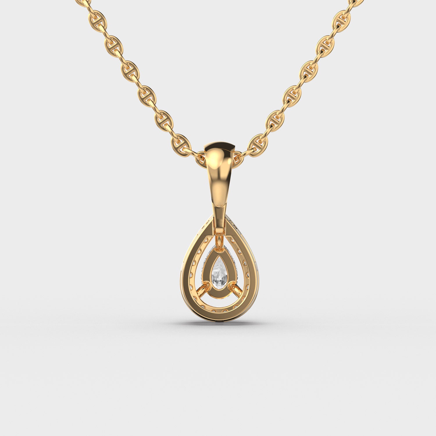 Glinting Dew Pear Cut Diamond Pendant (Without Chain)