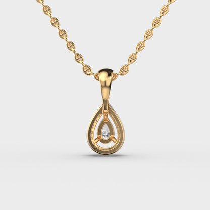 Glinting Dew Pear Cut Diamond Pendant (Without Chain)