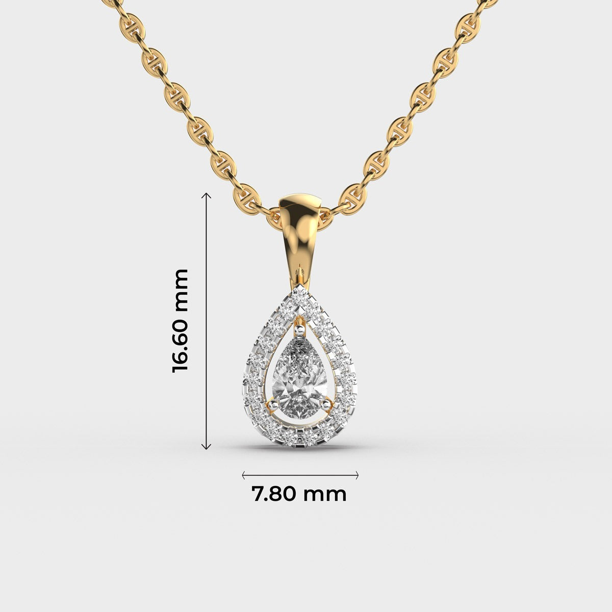 glinting dew pear cut diamond pendant (without chain)