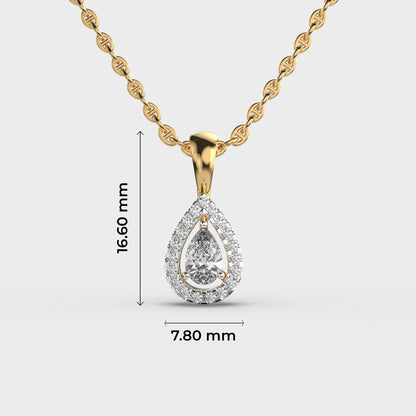 Glinting Dew Pear Cut Diamond Pendant (Without Chain)