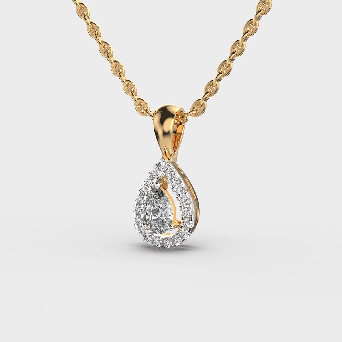 Glinting Dew Pear Cut Diamond Pendant (Without Chain)