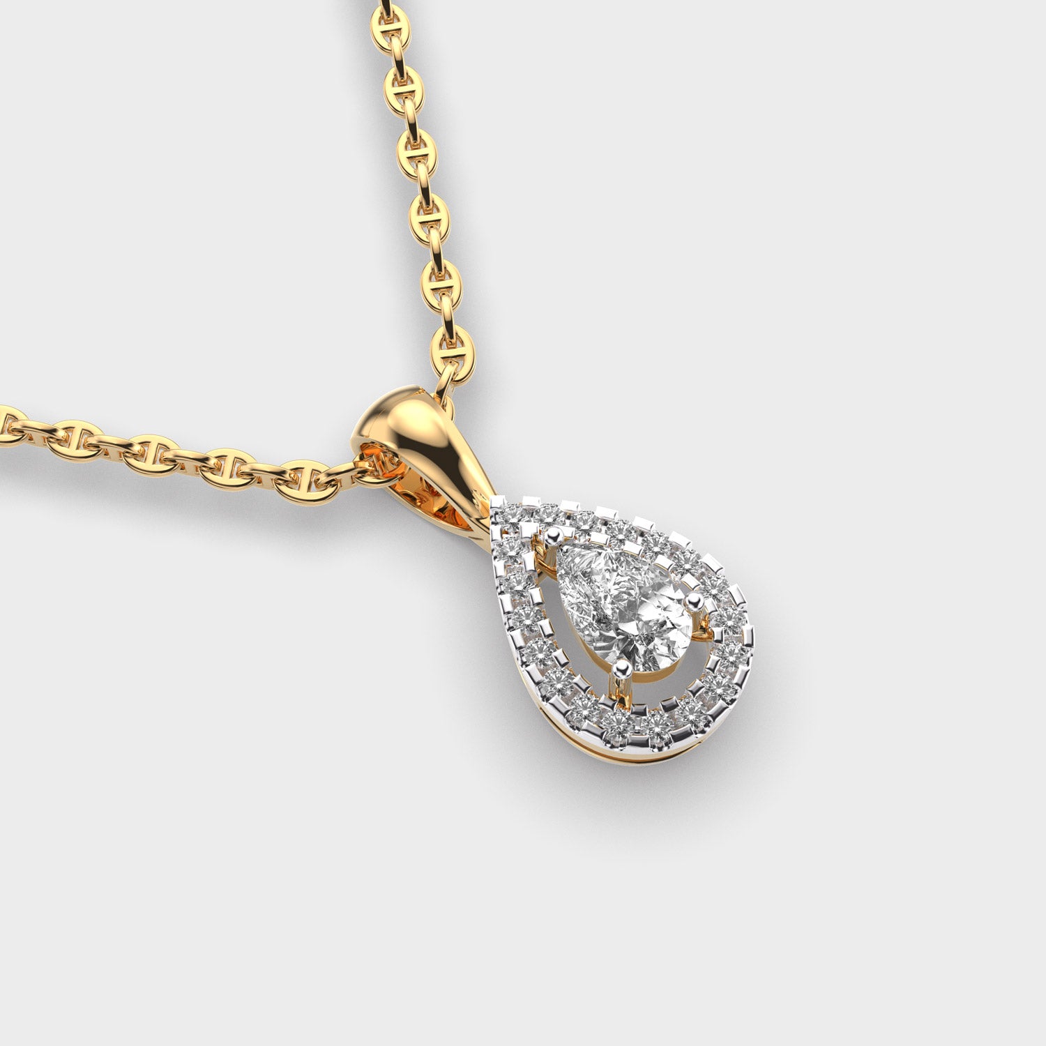 Glinting Dew Pear Cut Diamond Pendant (Without Chain)