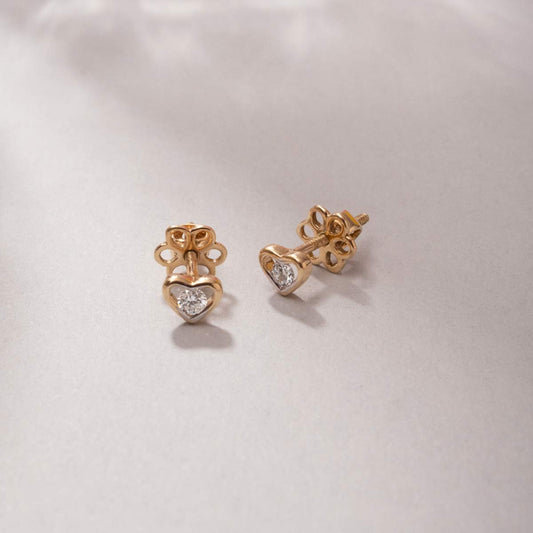 Solitaire in Heart Diamond Earstuds for Kids