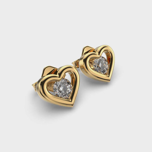 Solitaire in Heart Diamond Earstuds for Kids