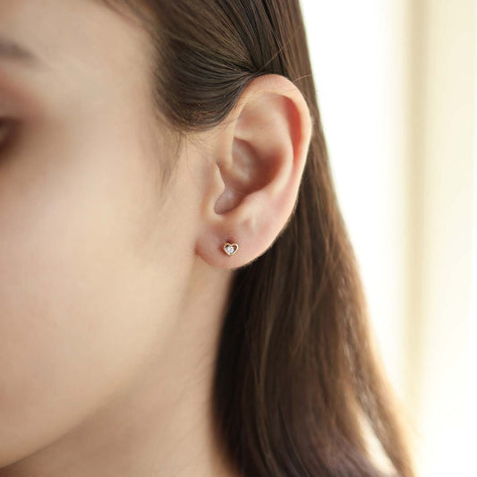 Solitaire in Heart Diamond Earstuds for Kids