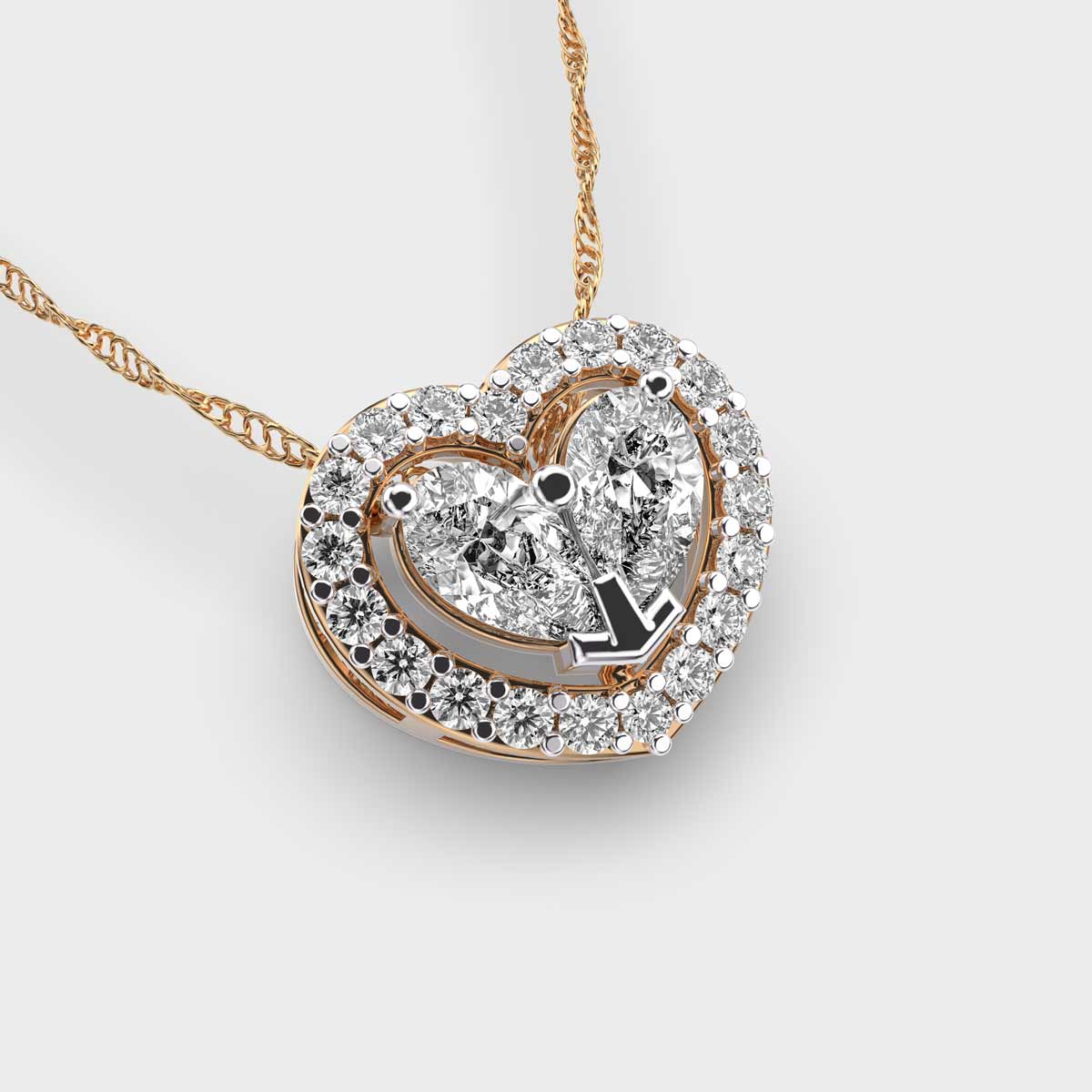 halo of hearts diamond pendant (without chain)