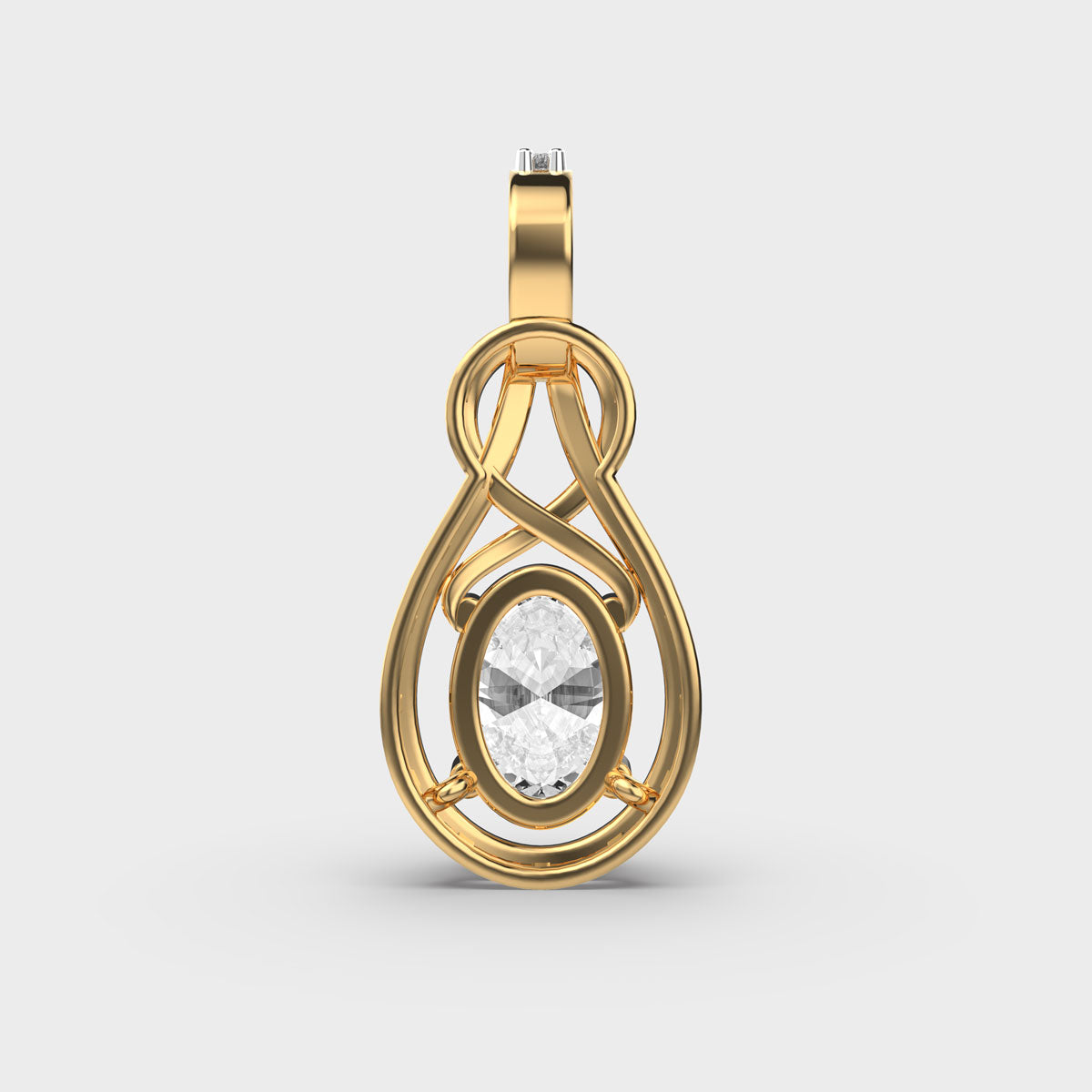Oval Diamond in a Cage Pendant (Without Chain)